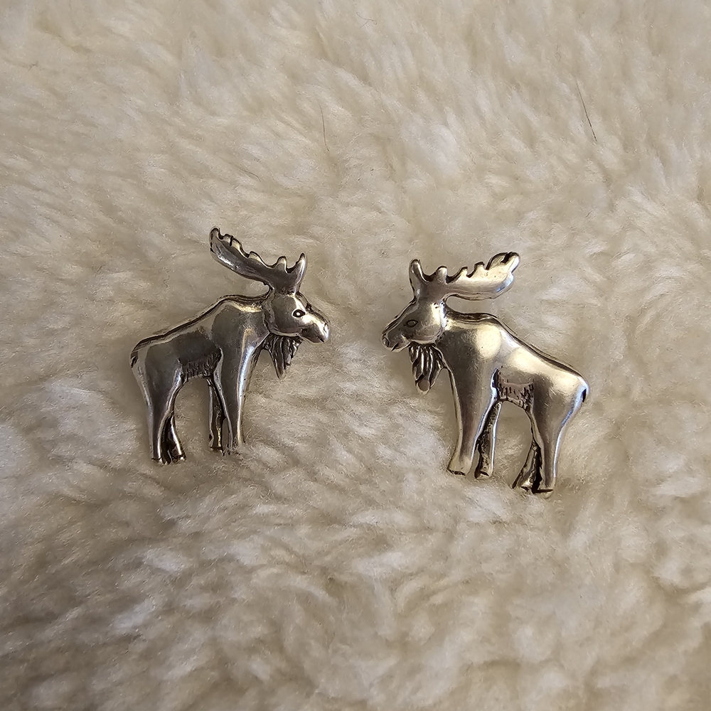 Vintage Glen Sandoval Sterling Silver Moose Stud Earrings